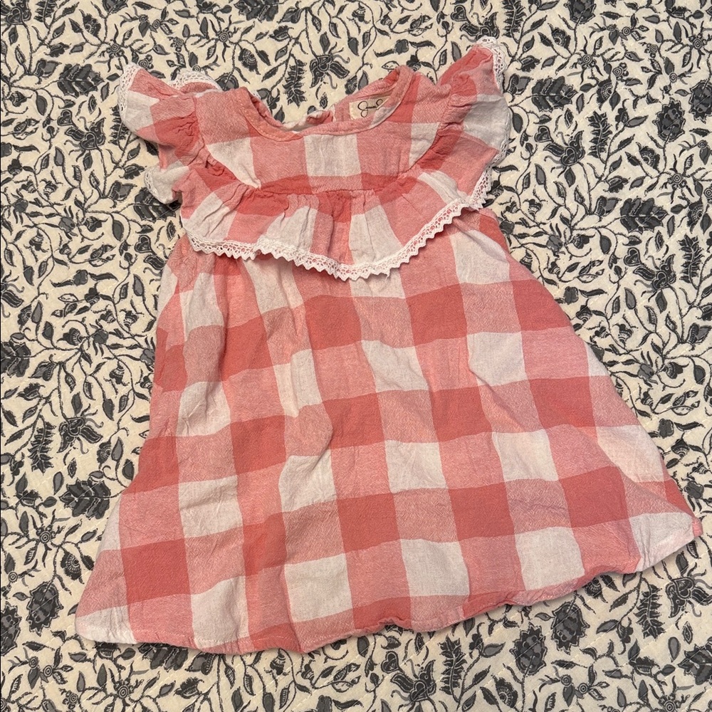 Jessica Simpson Pink and White Checkered Kids Blouse- Size 5